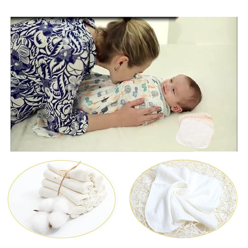 10 Pack Reusable Baby Washcloths - Soft Absorbent Organic Cotton Towel Face Wipes for Newborn Bath (White)