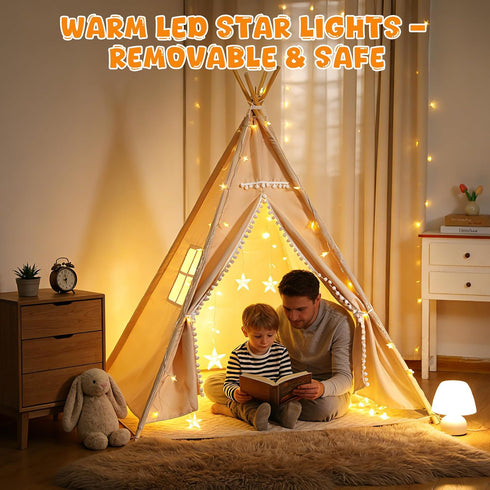 60 38 Teepee Tent for Kids with BBQ Pretend Play Toys, Spacious Kids Play Tent Indoor & Outdoor, Foldable Playhouse