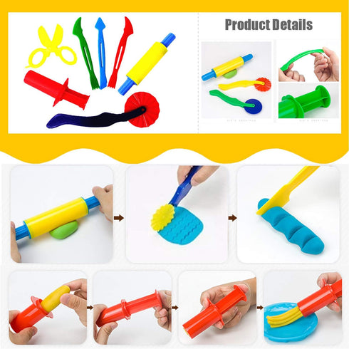 Playdough Tools Set for Kids, 32 PCS Play Dough Tools Kit with Molds, Rollers, Extruder, Cutter, Scissor in Random Color