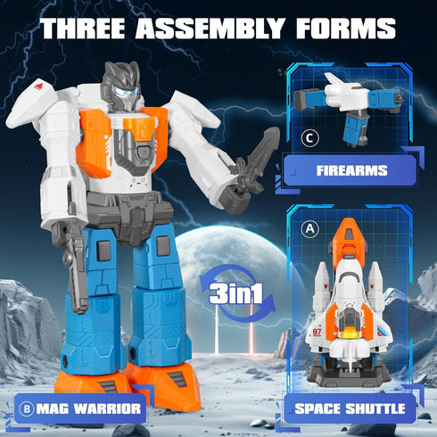 3 1 3 4 5 6 7 Miebely Magnetic Transform Robot Toy, in Large STEM Construction Transforming Toy for Toddlers, Kids