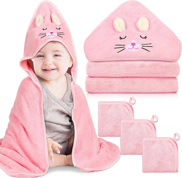 Sublaga 4 PCS Hooded Baby Towels, Absorbent Baby Bath Towel, Soft Baby Towels