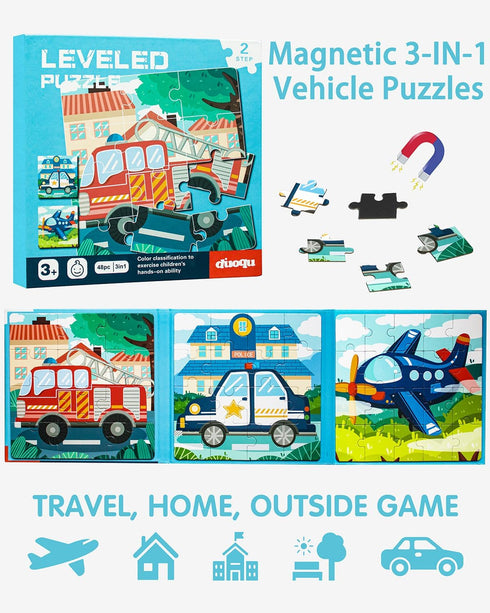 Magnetic Puzzles for Kids Ages 2-4, Travel Puzzle Games for Boys and Girls, Jigsaw Puzzle Book Activities Toy
