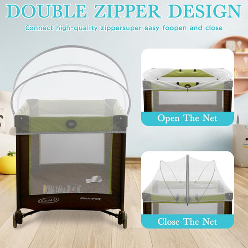 jiangcha Pack Pack N Play Tent Cover - Bassinet Cover for N Play/Travel Crib/Mini Crib/Playpen, Bassinet Mosquito Net