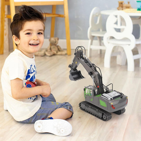 6-12 6 7 8 9 10 11 PREPOP Remote Control Excavator Toy for yr Boys, Best Birthday Gifts for Kids Year Old, Green