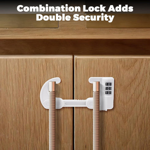 HoneSecur 4 Pack U-Shaped Cabinet Locks with Combination Baby Proofing Cabinet Lock Child Proof Sliding Cabinet Door