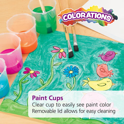 Colorations No-Mess, Air-Tight Paint Cups for Kids, Set of 10, Essential Painting Supply for Homeschool Use