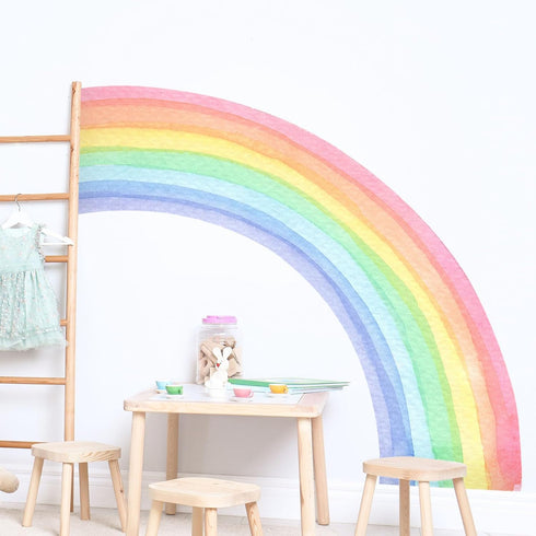 55"x63" Large Rainbow Wall Stickers, Mural Watercolor Half Rainbow Wall Decals Peel and Stick Vinyl Wall Art Decor