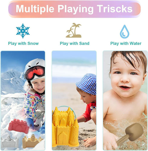 12 IOKUKI Beach and Sand Castle Kit, PCS Sand Toys for Kids Outdoor with Sand Castle Bucket, Molds, Rake and Shovel