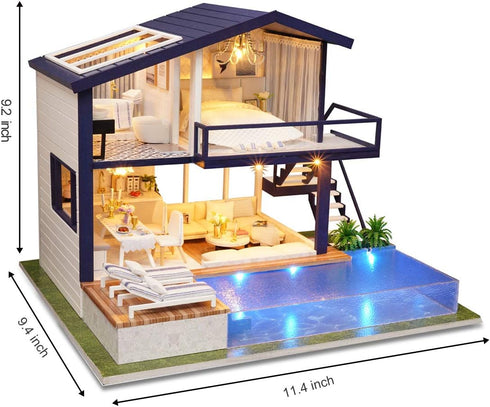 GuDoQi DIY Miniature Dollhouse Kit, Tiny House with Music, 1:24 Scale, Great Gift for Birthday or Christmas