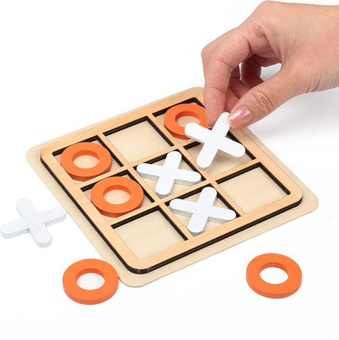 Wooden Board Tic Tac Toe Game, Classical Family Puzzle Toy, Random Color