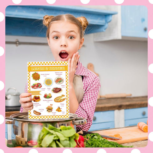 SHIQIKEJIPTY Set Set 2 60Page Set 4 Diner Restaurant Play Food Play Kitchen Accessories Restaurant Toy Double Sided