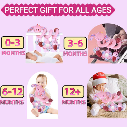 0-6-12 0-3-4-5-7-9 Spiral Car Seat Toy for Babies Months Girl, Stroller Hanging Baby Toys Month Old Newborn Infant