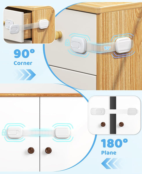 Roocickee 10 Pack 3M Cabinet Locks Baby Proofing, Child Proof Cabinet Locks with Adhesive - Easy Installation