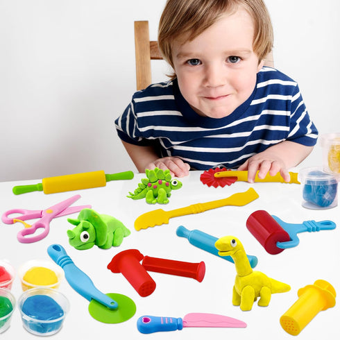 10 Dough Tools Piece Plastic Dough Tools for Kids with Rollers, Rolling Pins, Scissors