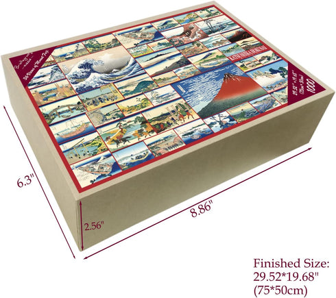 Bristlegrass Wooden Jigsaw Puzzles 1000 Pieces for Adults Japanese Ukiyo-e Katsushika Hokusaii Fuji Thirty-Six Views Collection Toys Gifts Art Collectibles Decorative Painting Puzzles (1000 pcs)