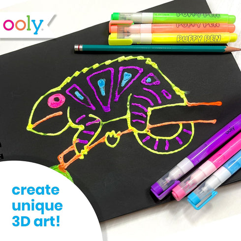 Ooly Magic Puffy Pens 2 Pack, 12 Pens Total, 6 Unique Neon Colors with 3D Ink for Kids & Toddlers Art Supplies