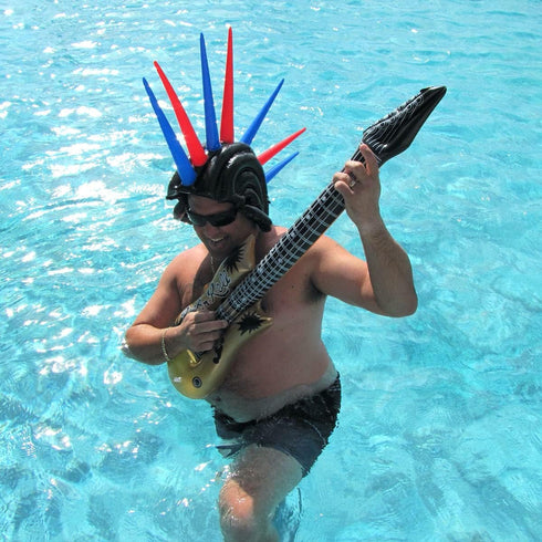 Treasure Gurus Set 2 40" Inflatable Silver Gold Electric Guitar Blow Up Toy for Swimming Pool Floaties