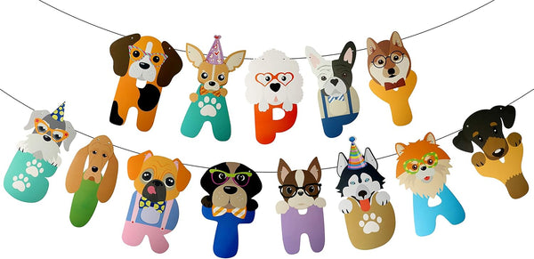 Happy Birthday Dog Letter Banner - Cute Puppy Banner Supplies for Birthday Party Decoration