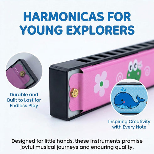 Bertork 24 Pack 3-12, Kids Harmonicas Birthday Party Favors - Colorful Cartoon Music Toys for Boys Girls Age Goodie Bag