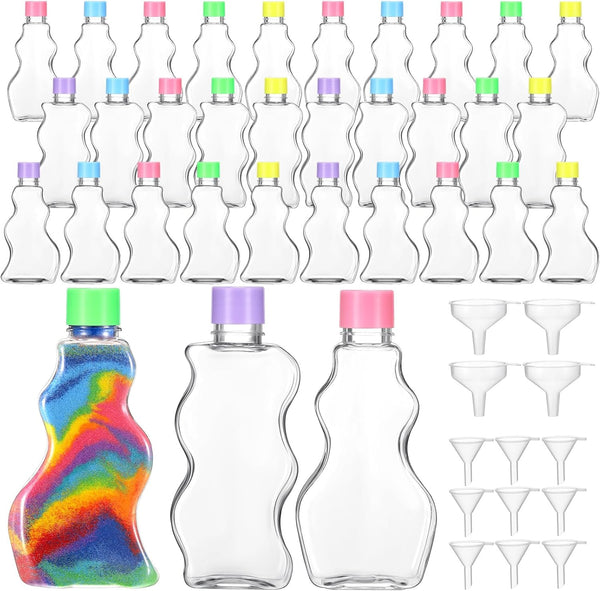 Yaomiao 30 Packs 2.5 oz Plastic Sand Art Bottles with Corks for Kids, Clear Containers for Sand Art Crafts Supplies