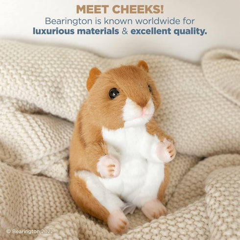 Bearington Collection Cheeks Stuffed Hamster, 6” Plush Toy, Ultra-Soft, Gift for Animal Lovers