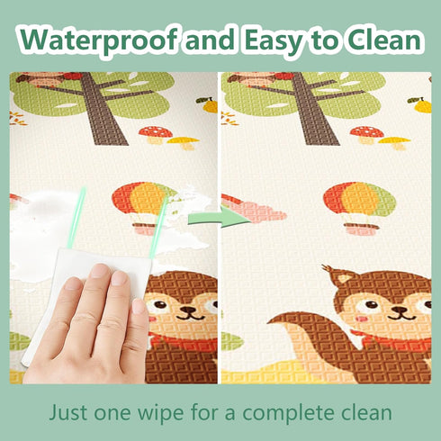 74x50 Inch, Poudee Baby Play Mat Foldable Waterproof and Non-Slip Playmats, Safe Foam Playmat, Playpen Mat, Reversible