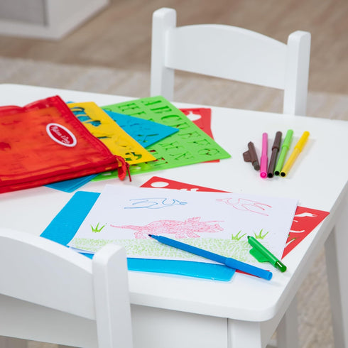 Melissa & Doug Created by Me! Stencil Art Coloring Activity Kit, 170+ Designs, 6 Markers, 2 Crayons, Paper