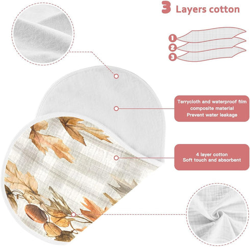 YETTASBIN Autumn Maple Leaves Muslin Baby Burp Cloth, Super Soft Absorbent Cotton Burp Rag Baby Bibs Feeding Cloth