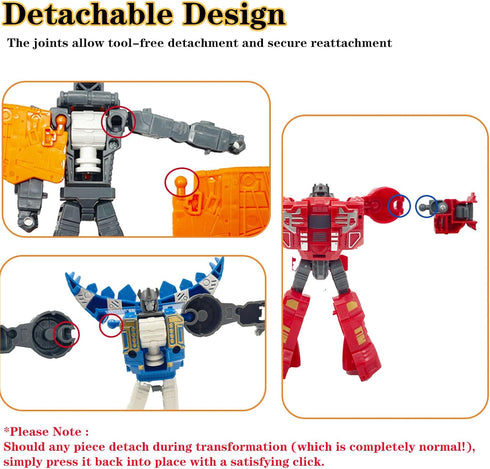 HSEONEJIA 5 1 6-12 in Dinosaur Transforming Robot Toys, Wars Rescue Deformation Combination Dino Action Figures