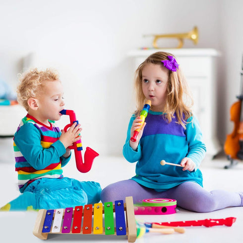 Xylophone for Kids - Glockenspiel with 2 Child Safe Mallets, Colorful Metal Bars for Toddlers