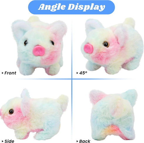 Hopearl Interactive Crawling Piglet Toy - Walking Piggy Electronic Plush with Oink, Twitch Nose, Wag Tail for Toddlers,