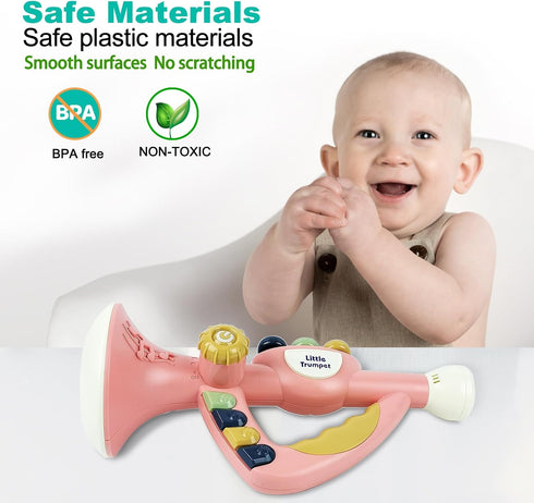 Musical Toys for Kids, Little Trumpet Toy for Toddlers, Educational Music Toy for Ages 1-3 (Pink)