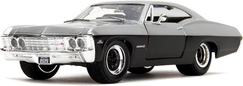 1:24 1967 Jada Toys Bigtime Muscle Chevrolet Impala SS Opening Doors, Hood, Trunk, Rubber Tires(Candy Silver/Black)