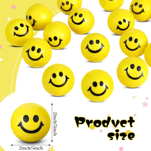 100 2 Inch Vinsot Pcs Stress Balls Bulk Smile Face Funny Stress Relief Balls Mini Foam Toys for Easter Basket Stuffers