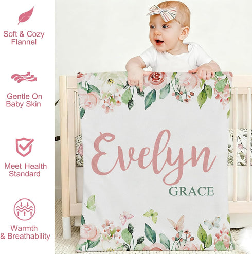 Ultragifta Personalized Baby Blankets Easter Gifts for Kids Custom Flannel Blanket for Girls Custom Baby Blanket
