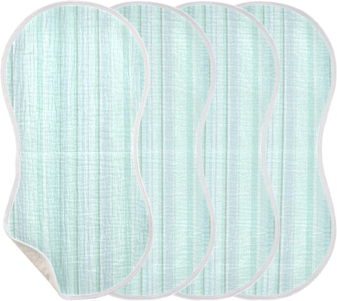 decor gift 4 Pack 22x11in Cotton Newborns Burp Cloths Soft Touch Blue-Green Stripes Baby Cloth for Babies Girls