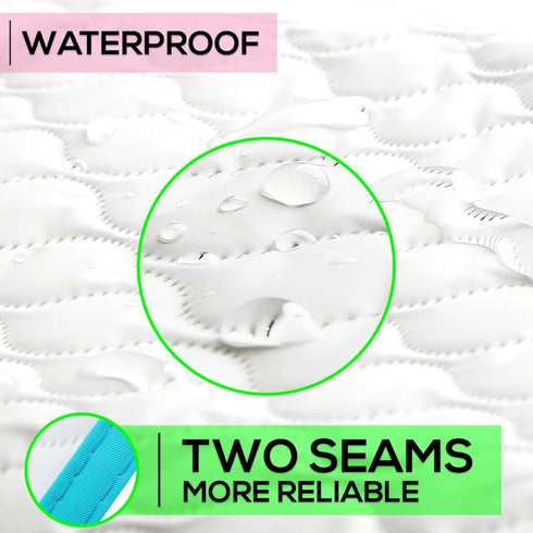 Baby Diaper Changing Mat - Waterproof Portable Travel Pad 31.5 x 25.5 inch for Newborn Toddlers Kids (White w/Turquoise)