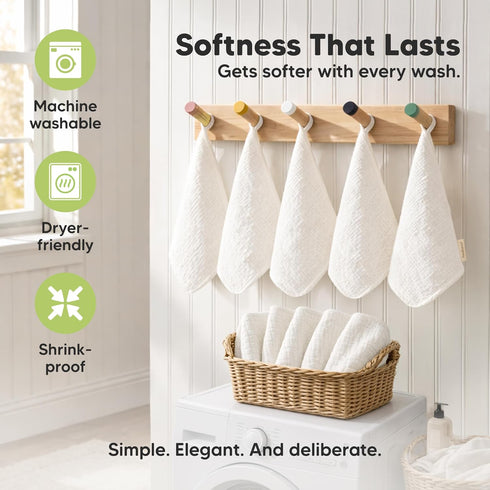 10-Pack 12x12" Muslin Baby Washcloths for Newborn Soft Absorbent Organic Cotton Muslin Wash Cloths for Babies Girl