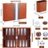 Backgammon Set for 2 Players, Classic Portable Board Game with PU Leather Case (Brown, 15inch)