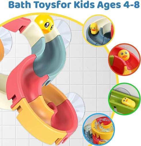 Vaofrean 48PCS 3-5,DIY 2 3 4 5 6 7 8Years Toddler Bath Toys for Kids Ages Duck Slippery Slide Track Baby Bath Tub Toys