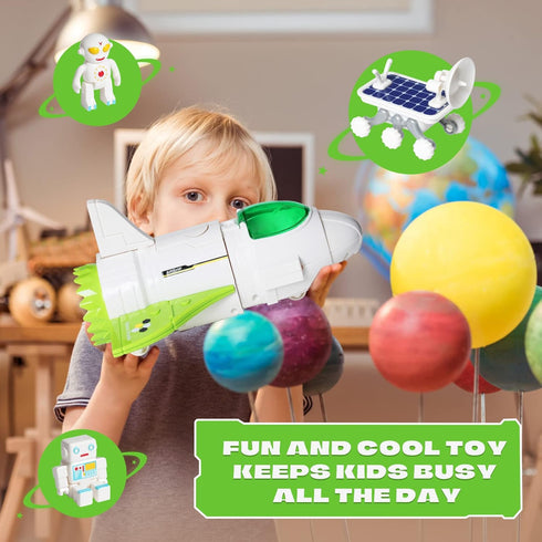 Spaceship Toy for Boys Girls, Space Shuttle with Lights & Sound, 3 Astronauts Figure, Astro Venture Playset