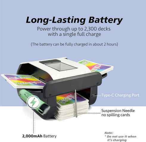 1-2 10,Crazy 8 Automatic Card Shuffler,One-Press Auto & Manual Modes,Electric Shuffling for Decks,Low
