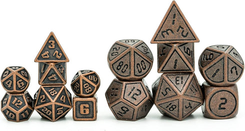 UDIXI 10mm Mini Metal DND Dice Set, 7-Die Small Portable Polyhedral RPG Dice for Dungeons and Dragons (Copper)