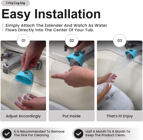 Bath Helper - Bath Tub Faucet Extender, Guides Water Directly from Faucet to Baby Bath Tub Without Splashing (Clear