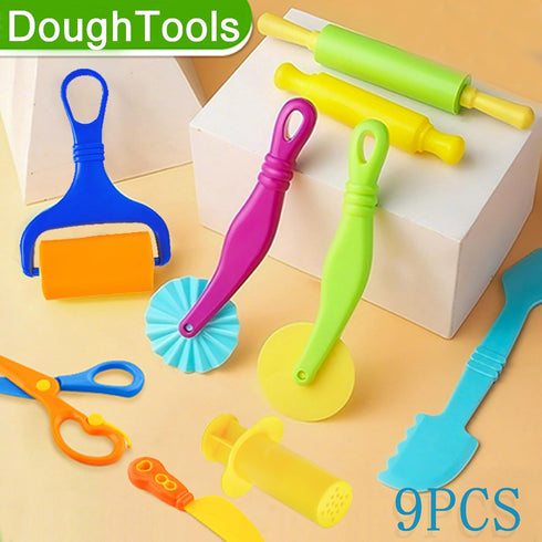 Jaeespon Set 9 2-4-8, Dough Tool for Kid, Pcs Dough Tools Accessories for Kids Ages Includes Cutters Roller, Rolling