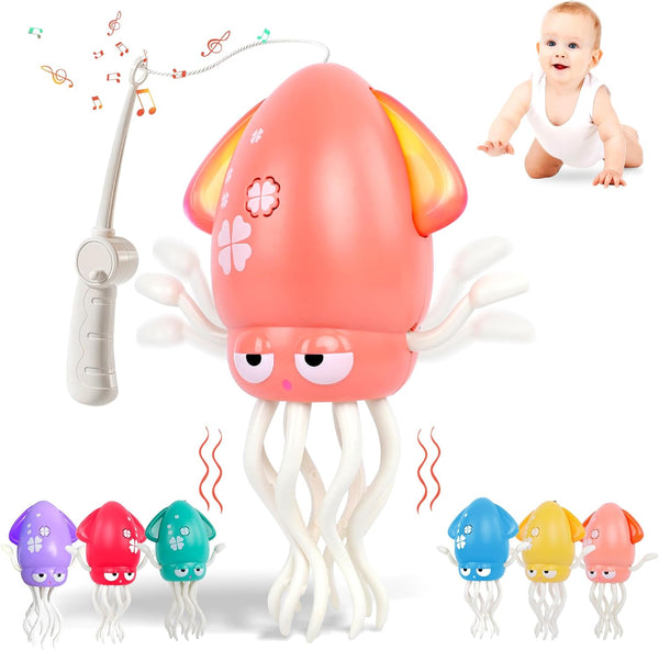 Sachie Dancing Octopus Baby Toy Electric Crawling Octopus with Music & Lights, Rechargeable