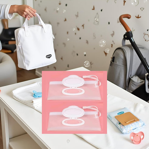 Myuiao 2Pcs Set White Baby Wipe Case Travel Holder Keeps Wipes Moist of Wet Diaper Wipes Holders Cases Portable Travel