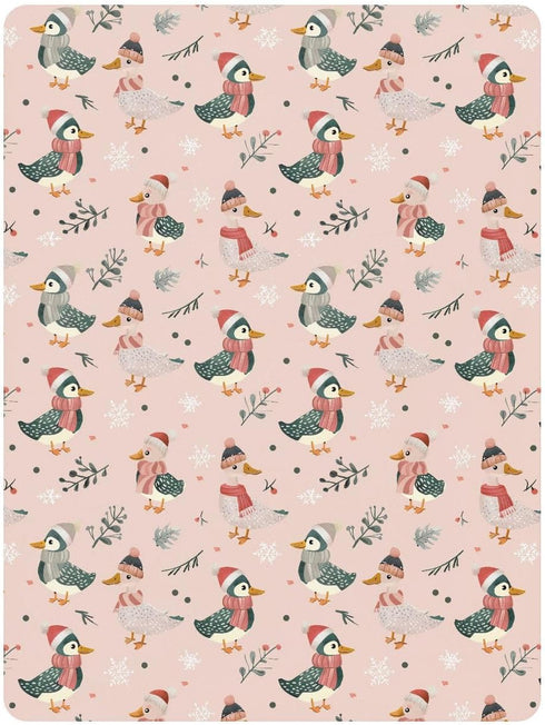 miaozhen 1 Pack 52x28 Cotton Baby Crib Sheets Soft Stretchy Cute Animal Light Pink Playful Mallard Duck Toddler