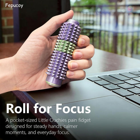 Fepucoy 2Pc 5-in-1 Little Ouchies Pain Fidget for Adults, Spiky Sensory Tool with Smooth Spinner, Reinforced Slider