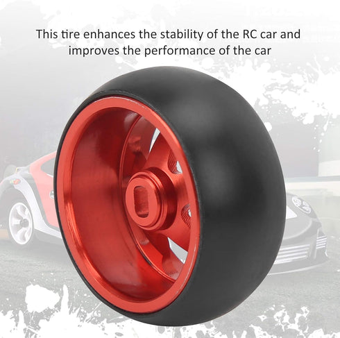 RC Wheel Tire, 4Pcs Aluminum Alloy Spare Parts for ini-Q Mini-D/Wltoys K969 1/28 RC Car, Red